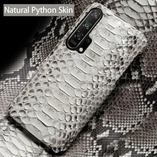 Leather Phone Case For Huawei Honor 30 30S X10 20 20i 10 10i 9 8 Lite 9X 8X Max 7X 7A V30 Pro V20 V10 Natural Python Snake Skin