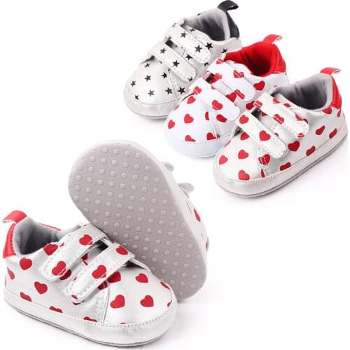 Baby Shoes Autumn/Spring Newborn Boys Girls Prewalkers Toddler Kids Cute Love Print Shoes Anti-slip Soft Baby Casual Sneakers