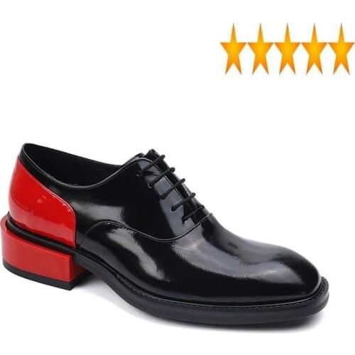 Lace Formal Mens Business Up Block Heels Wedding Genuine Leather Dress Male Fashion Colors Mixed Office Work Shoes