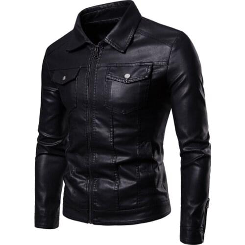 5XL Jacket Mens Spring and Autumn New Black Coat Lapel Large Size Mens High Quality Motorcycle Windproof Leather Jacket