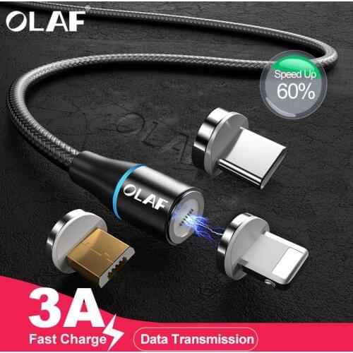 OLAF 3A Magnetic USB Cable Micro USB Type C Cable For iPhone XR Samsung S9 Huawei Xiaomi Fast Charging Quick Charge 3.0 Cable