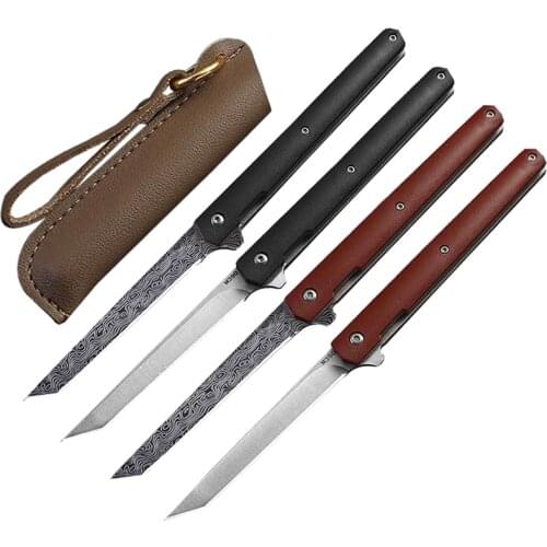 Mengoing 4 Types Pocket PEN Knife M390 Blade Outdoor Survival Folding Blade Knife with Leather Sheath