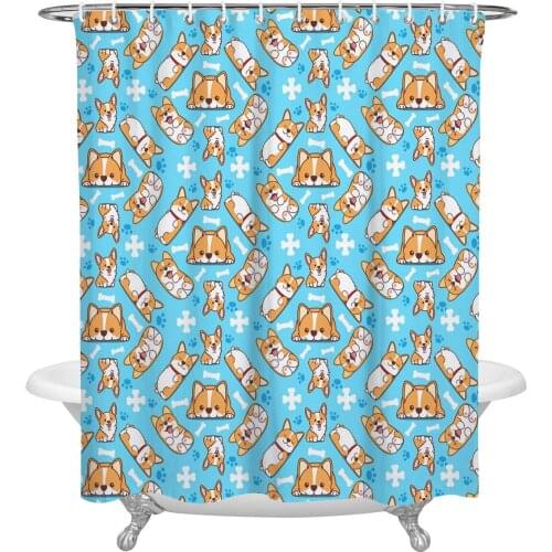 Cute Corgi Shower Curtain Home Decoration Bathroom Item Bathroom Waterproof Shower Curtain