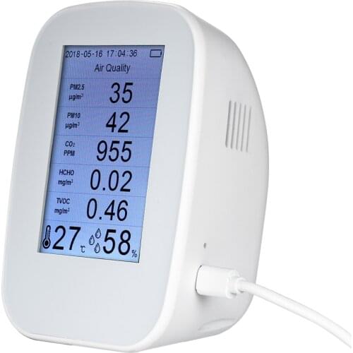 Multifunctional Air Quality Detector Indoor/Outdoor HCHO TVOC Tester CO2 Meter Monitor with Rechargeable Battery Gas Detector