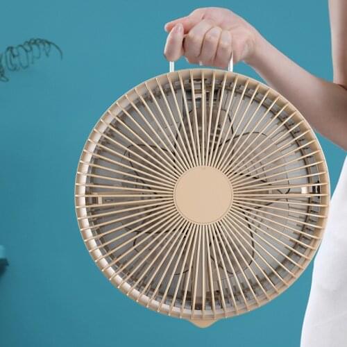 New Rechargeable Fan USB 9600mAh Dual-blade Desk Fan Controller Folding Air Handler LED Display With Storage Box 9-hour Timer