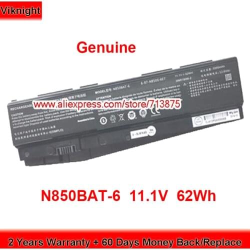 Genuine 11.1V 5500mAh 6-87-N850ES-6E7 N850BAT-6 Battery for Clevo N850 N850HN N850HK1 3168NGW N850HP6 N870HK N870EK1 9452NGW