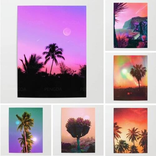 Hd Prints Wall Art Dusk Landscape Canvas Painting Home Decor Bedroom Modular Palm Tree Poster Natural Scenery Pictures No Frame