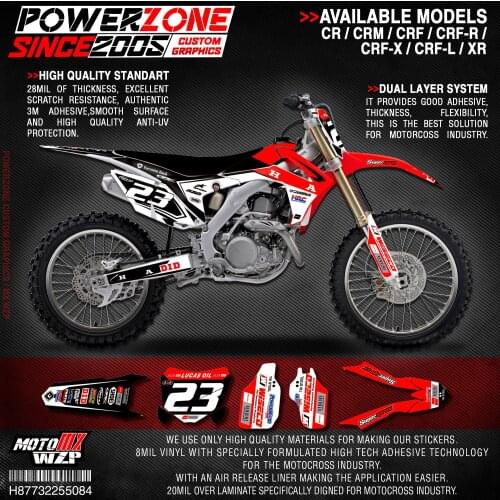 PowerZone Custom Team Graphics Backgrounds Decals 3M Stickers Kit For HONDA CRF250R 2014-2017 CRF450R 2013-2016 084