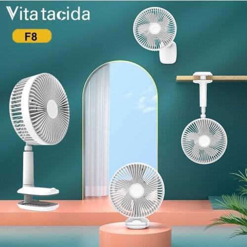 F8 1800mAh Mini Portable Clip Fan Water Cooling with Removable Mask Air Condition for Desktop Wall-Mounted and Baby Stroller