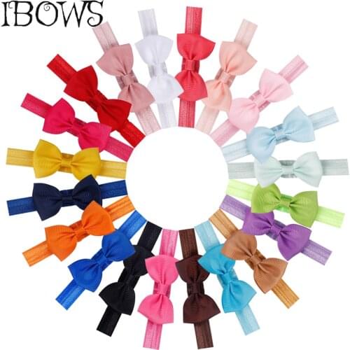 10Pcs/Lot Solid Mini Hair Bows Headband Lovely Kids Elastic Nylon Hair Bands For Newborn Girls Handmade Wholesale Headwear