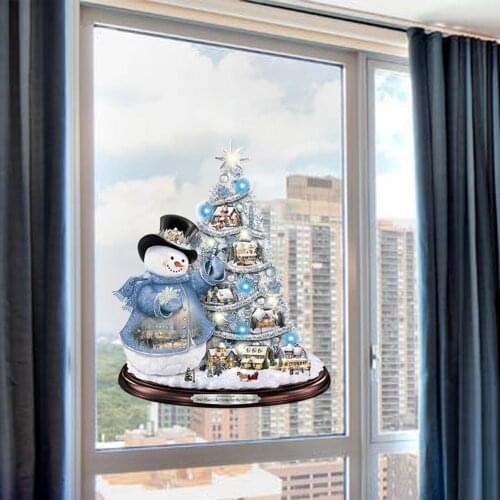 3D PVC Christmas Stickers Unique Home Windows Decoration New Year Party Glass Wallpaper Festive Party Supplies