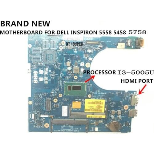 FAST SHIPPING BRAND NEW AAL10 LA-B843P MOTHERBOARD For Dell INSPIRON 5558 5458 5758 MAINBOARD WITH PROCESSOR I3-5005UHDMI PORT