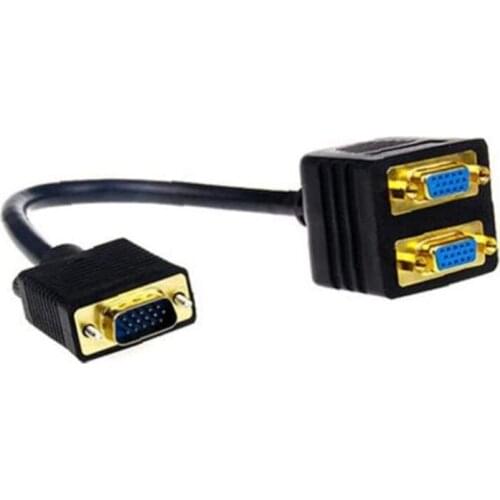SVGA Male to 2 SVGA Female VGA Male to Twin Female 1-In-2 Cable VGA Male to Female for Computer