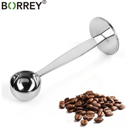 BORREY 304Stainless Steel Coffee Tamper 50mm Espresso Coffee Tamper With Measuring Spoon Coffee Powder Press Barista Tamper Tool