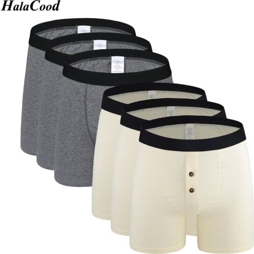 6Pcs/lot Hot Sell New Mens Plus Size Cotton Trunks Breathable Comfortable Underwear Male Long Boxer Shorts Sexy Shorts Man Fat