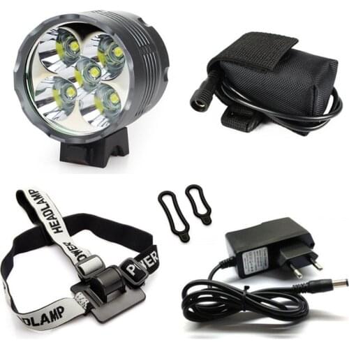 New 5x CREE XM-L T6 Bicycle Lights 6000 Lumen Bike Front Light Headlight Lamp + 10400mAh Rechargeable Battery Pack Bicycle Light