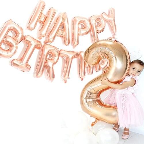 Happy Birthday Balloon Air Letters Alphabe Ramadan Foil Balloons Rose Gold Silver Air Balon kids Gifts Baby Shower Ball