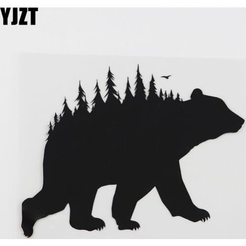 YJZT 15.6CMX11.5CM Bear Forest Nature Predator Vinyl Car Sticker Black/Silver 8A-0151