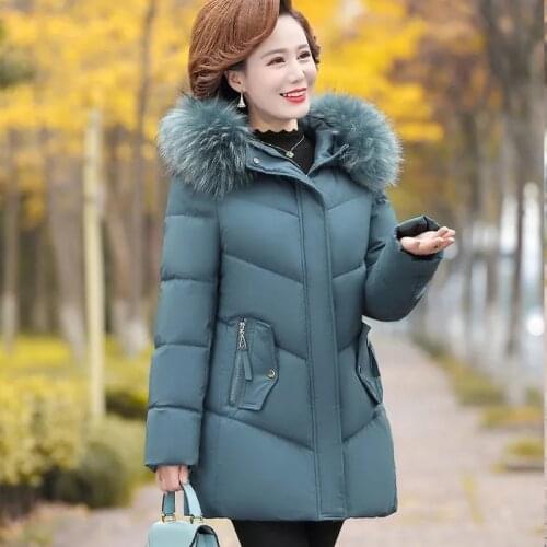 Large Size 5XL Womens Jacket New Winter Parkas Fur Collar Hooded Long Coat Female Jackets Warm Cotton Padded Jacket Outerwear