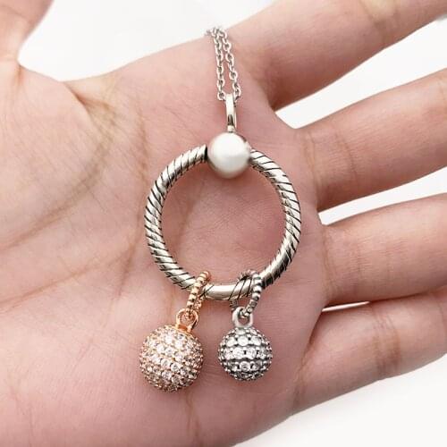 New 100% 925 Sterling Silver spring ball pendant pandora necklace lucky valentine gift high quality female