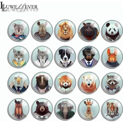 10mm 12mm 16mm 20mm 25mm 30mm 545 Cool Animal Mix Round Glass Cabochon Jewelry Finding 18mm Snap Button Charm Bracelet