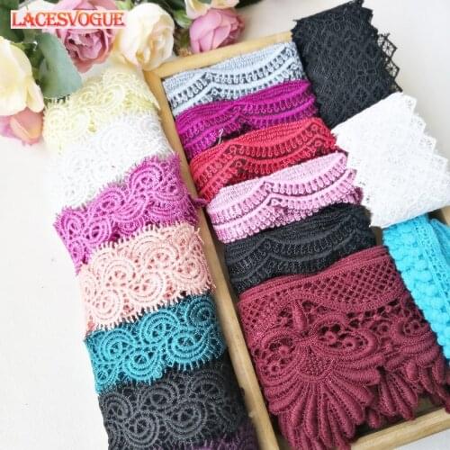 14Yards 1.7-8cm Embroidery Lace Trim Patchwork Handmade DIY Garment Needlework Sewing Accessories Fabric Clothing Decoration 910