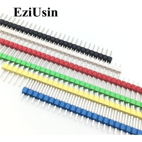 20pcs/lot 40 Pin 1x40 Single Row Male 2.54 Breakable Pin Header Connector Strip for Arduino Black Red Blue Yellow Green White