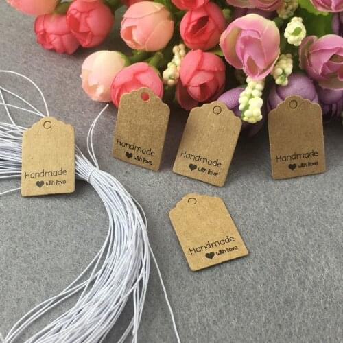 200Pcs Tags + 200Pcs Strings Small Tag With Colorful Printing for Jewelry Packaging Box Labels Paper Cards Gift Tags&Ganment Tag
