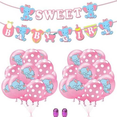 23pcs/set Blue Pink Elephant Latex Balloon Party Banner Baby Shower Boys Girls Holiday Decoration Birthday Party Supplies Globos