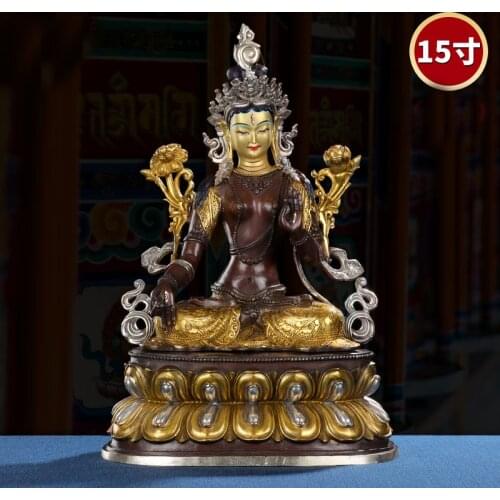 46cm large Buddhism Gilding Buddha statue Asia Tibet HOME temple altar bless safe healthy White Tara Guan yin bronze buddha