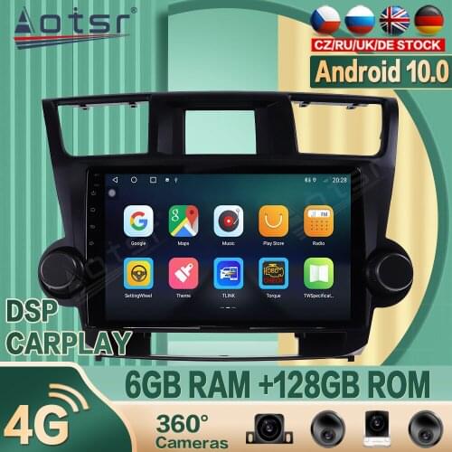 For Toyota Highlander 2009+ Android Car radio Player GPS Navigation 360 camera Auto Stereo Multimedia Video DSP carplay 4G SIM