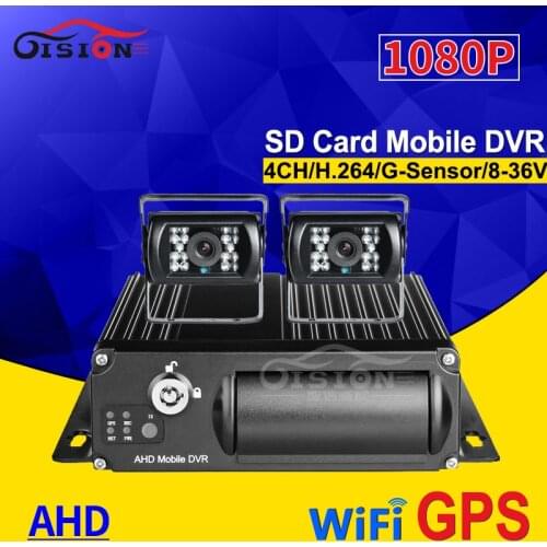 Wifi GPS 1080P 4CH AHD SD Car Video Recorder I/O Remote Online View Mobile Dvr With 2Pcs Outdoor 3.6MM 4 Pin AHD Cameras