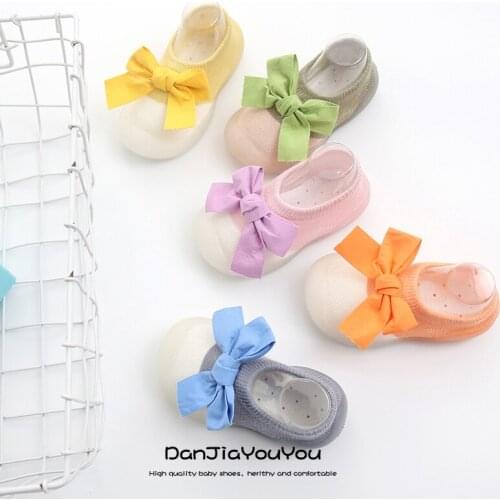 Newborn Bowknot Baby Socks Shoes Boy Girl Star Toddler First Walkers Booties Cotton Comfort Soft Anti-slip Warm Infant Shoes