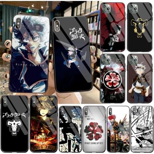CUTEWANAN Black Clover Anime Asta black Phone Case Hull Tempered Glass For iPhone 11 Pro XR XS MAX 8 X 7 6S 6 Plus SE 2020 case