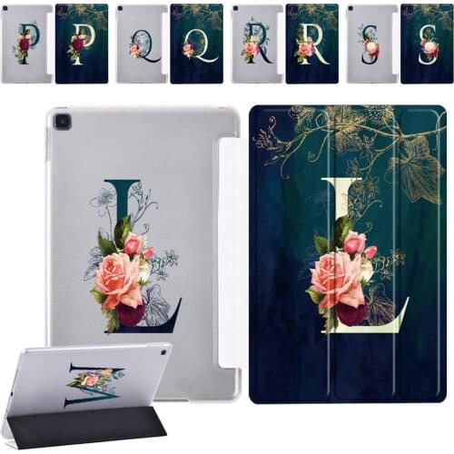 Tablet Stand Case for Samsung Galaxy Tab A7 10.4 2020 T500 T505/Tab A 10.1 2019 T510 T515 initial Name PU Leather Tri-fold Cover