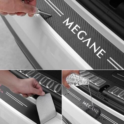 For Renualt Megane 2 3 4 2021 2020 2019 2018 2017 2016 2015 - 2003 Car Trunk Scuff Plate Carbon Fiber Sticker Decor Accessories