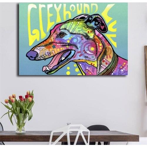 Greyhound Luv Wall Art Canvas Poster And Print Canvas Painting Decorative Picture For Office Bedroom Modern Home Decor Framework