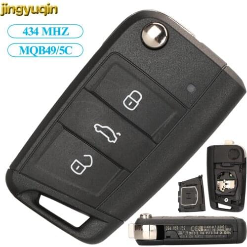 Jingyuqin Remote Car Key Fob Control 434MHZ MQB49/5C For VW Volkswagen POLO 2017 2G6959752 Original Factory 3 Buttons