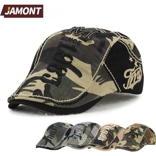 JAMONT Camouflage Cotton Beret Military Beret Sun Hat Casquette Homme Gorras Planas Gorras Planas Berets Flat Caps for Men Caps