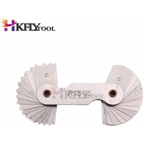 High Quality R15-25mm 16 Pcs x 2 Ends Pocket Measuring Tool 32 Plates Radius Gauge Replacement Gauging Tools