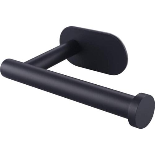 Adhesive Wall Mount Matt Black Toilet Paper Holders 304 Stainless Steel Brushed Kitchen Roll Paper Rack Tissue Towel Accessories
