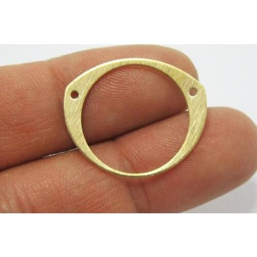 Brass round connector 25.5x21.5mm Textured Raw brass charm necklace findings -50pcs R717