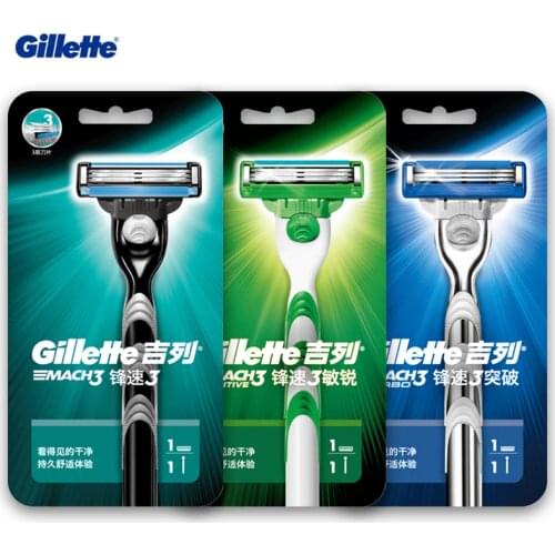 Mach3 Sensitive Turbo Blades And Handle Gillette Mens Shaving Sharp 3-Layer Razor Blade For Men Face Hair Remova Shaver Blade