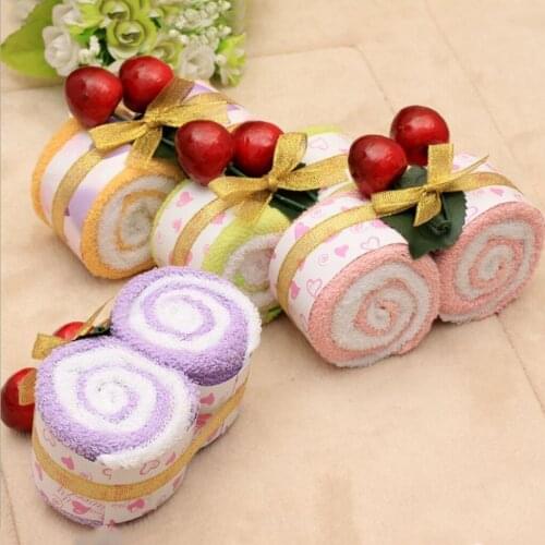 Lovely Cotton Towel with Red Berries Cake Shape Wash Cloth Wedding Party Ornament Souvenir Gift