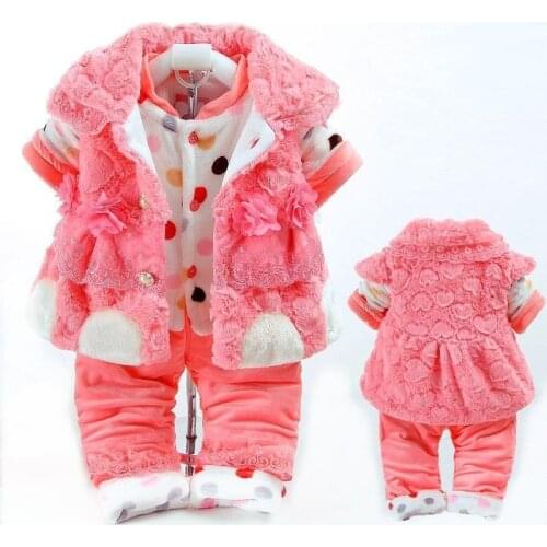 Baby girl lovely cotton-padded jacket suits 5