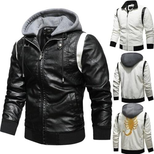 New Jacket Punk Multi Design Style Motorcycle Biker Men Leather Jacket Fashion Embroidery Leather Coats Male Bomber Jacket
