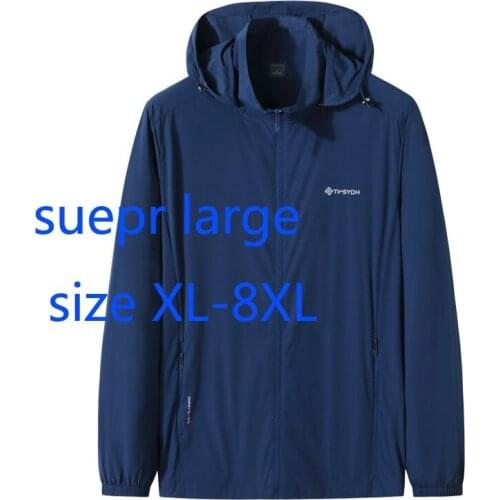 New Arrival Fashion Suepr Large Spring Summer Thin Men Stand Collar Hooded Casual Jackets Plus Size XL2XL3XL4XL5XL6XL7XL8XL