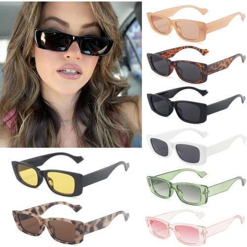 Ins Women Rectangle Sunglasses UV400 Protection Sun Glasses Retro Small Eyewear Beach Shades Wear Outdoor Visor Glasses