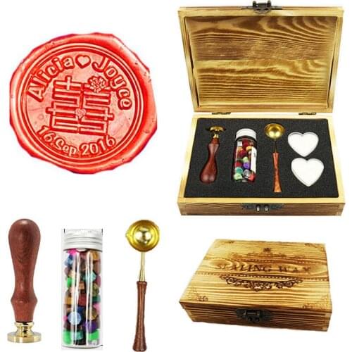 Signature custom Double Happiness Custom Names Date wax seal stamp