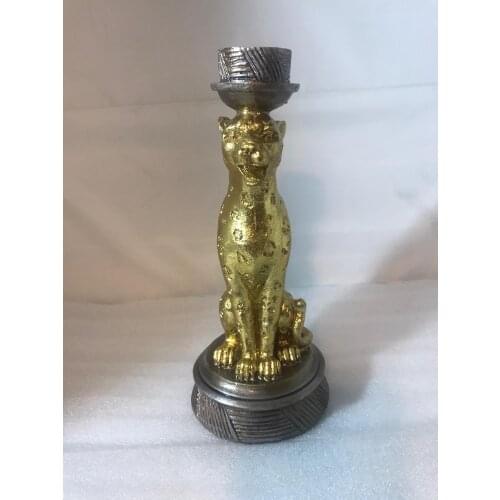 Polyester Candlestick Resine Decor Decoration Decorative Home Cafe Animal Object Puma Sculpture Gift Elemeği Leaf Gold Color Design